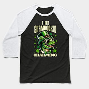 T-Rex Shamrocked Charming Baseball T-Shirt